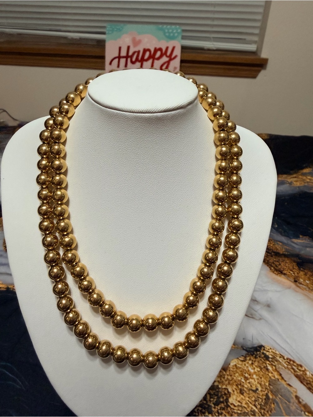 Monet Gold-Tone Double Strand Beaded Necklace